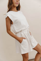 Remi Cutoff Romper in Cream