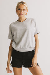 Pauly Short Sleeve Top In Heather Grey - Final Sale