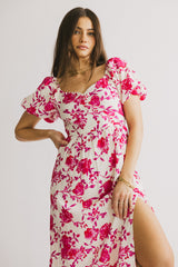 Mellanie Floral Maxi Dress in Fuchsia
