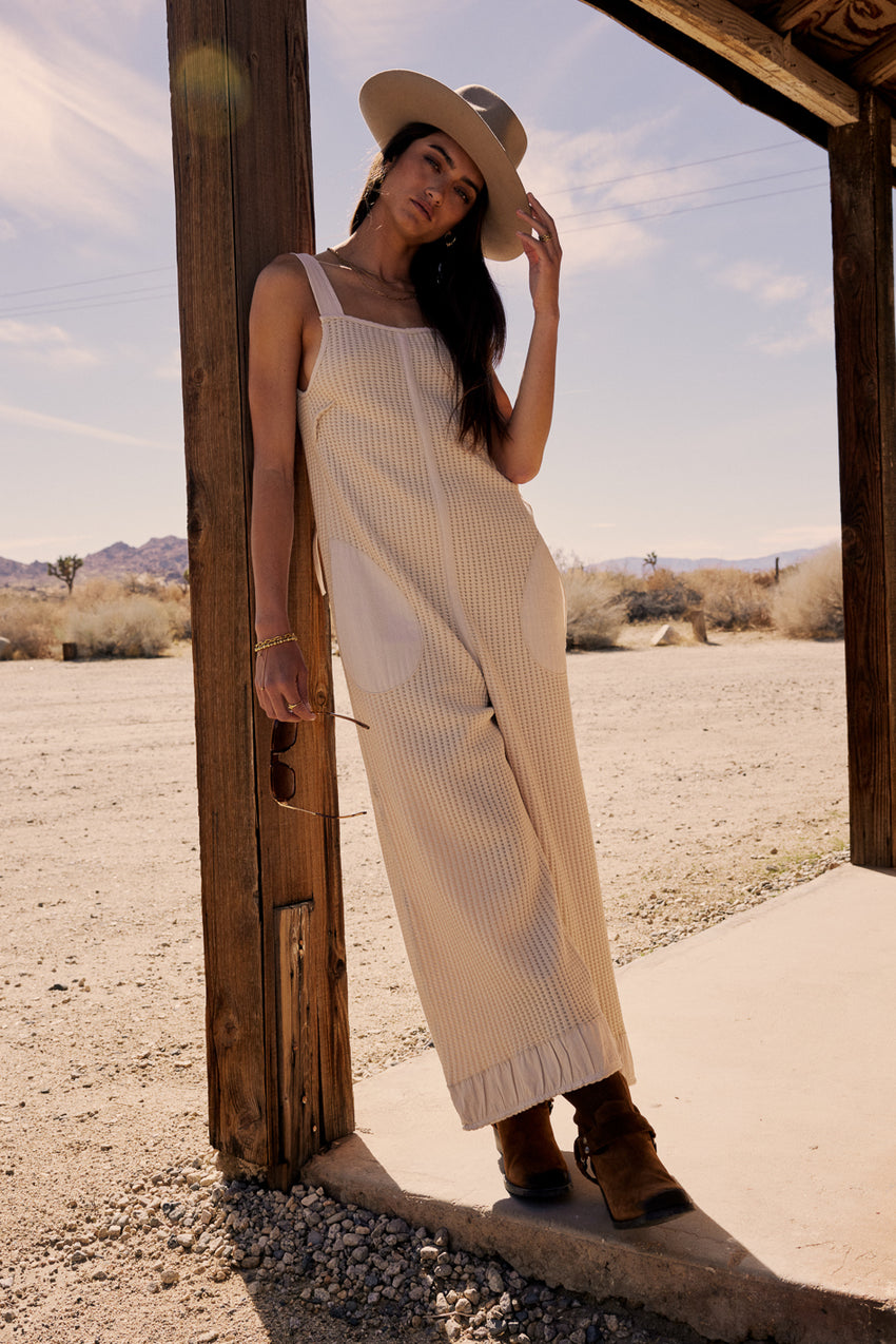 Addey Knit Overalls in Cream