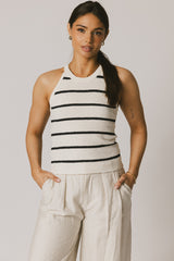 Kamari Striped Tank Top In Navy - Final Sale