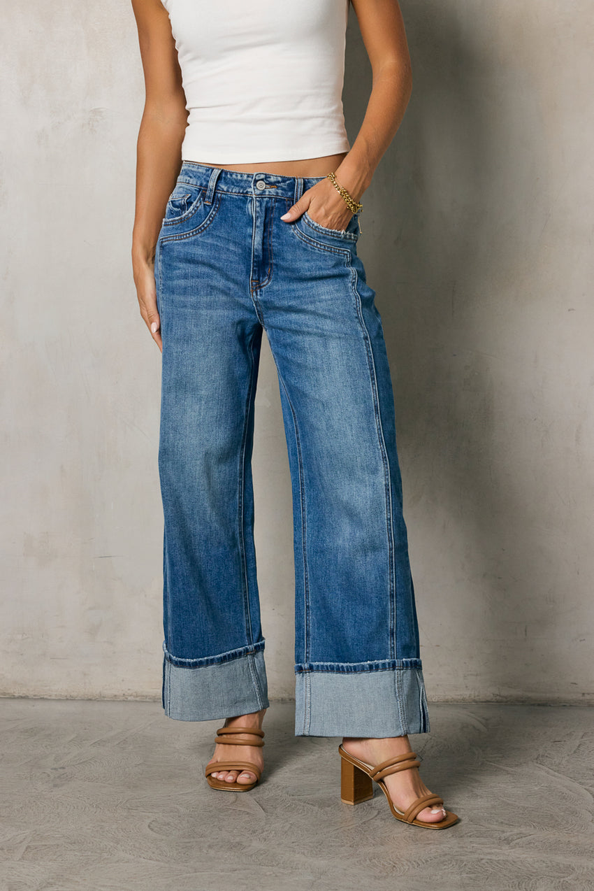 Fenna Cuffed Wide Leg Jeans - Final Sale
