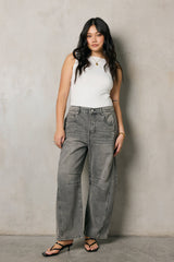 Lisette Barrel Jean In Grey - Final Sale