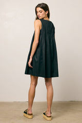 Arizona Pleated Babydoll Dress in Black