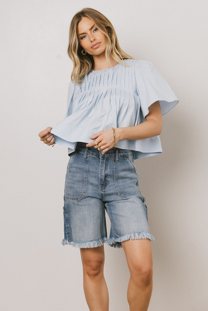 Isha Pleated Top in Blue - FINAL SALE
