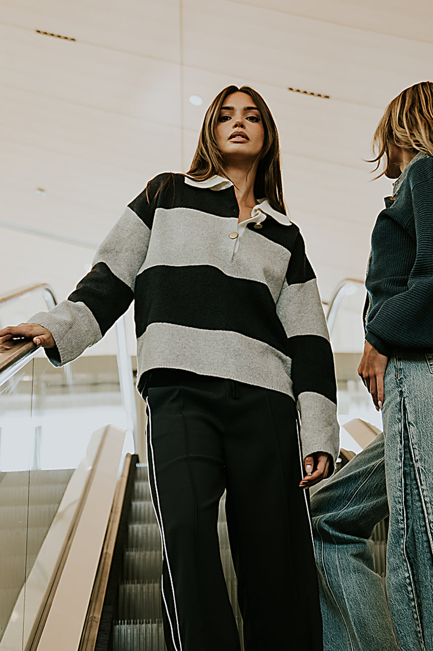 Kenzie Striped Sweater in Navy