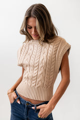 Lennie Cable Knit Top In Taupe - Final Sale