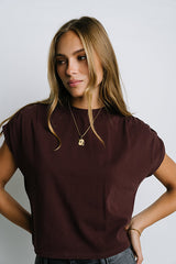 Noelle Ruched Top in Red-Brown