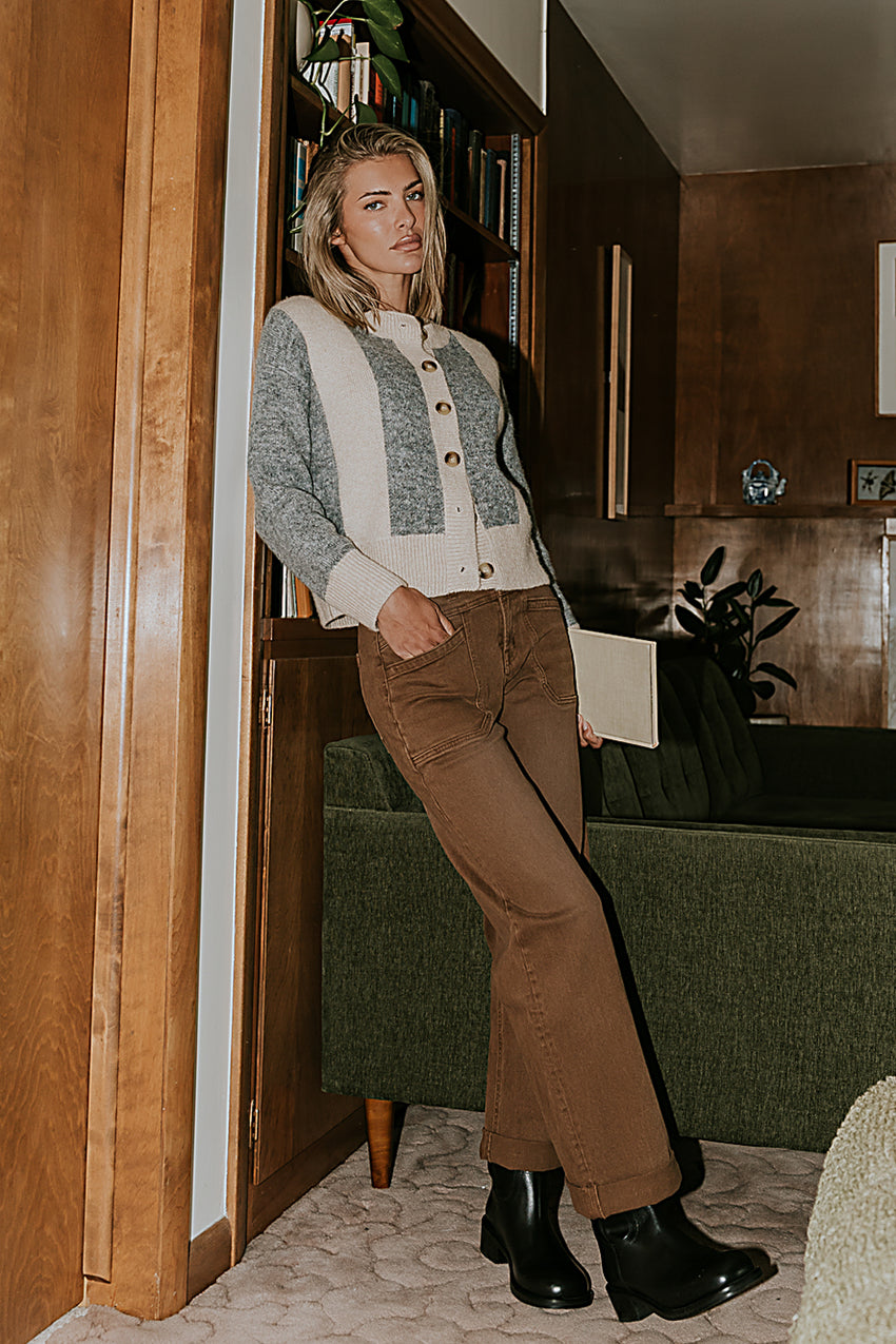 Amber Wide Leg Jeans in Brown - FINAL SALE