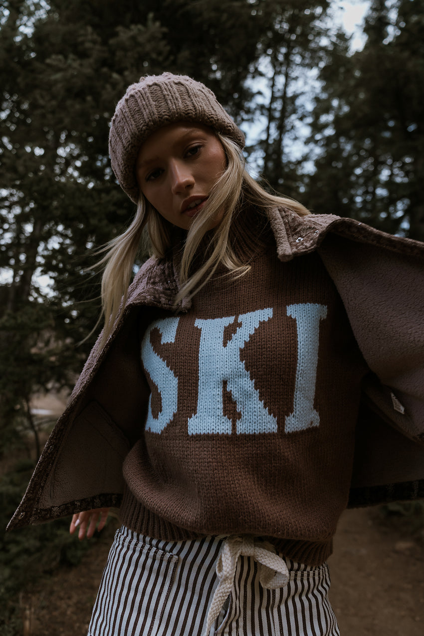 Ski Knit Sweater In Brown - Final Sale