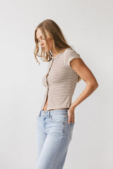 Trisha Striped Top In Brown - Final Sale