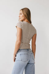 Trisha Striped Top In Brown - Final Sale