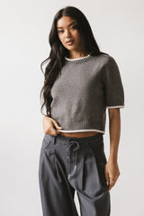 Rumple Contrast Top In Charcoal - Final Sale