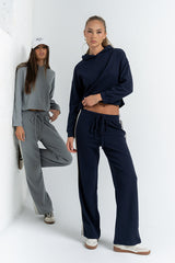 Kourtney Waffle Knit Pants In Navy - Final Sale