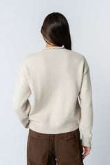 Meli Button Front Knit Sweater in Natural