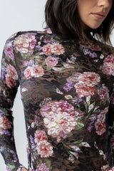 Winnie Floral Crinkle Top In Black - Final Sale