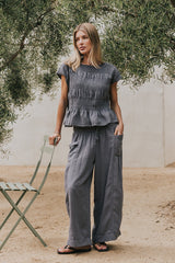 Ashton Wide Leg Pants In Blue - Final Sale