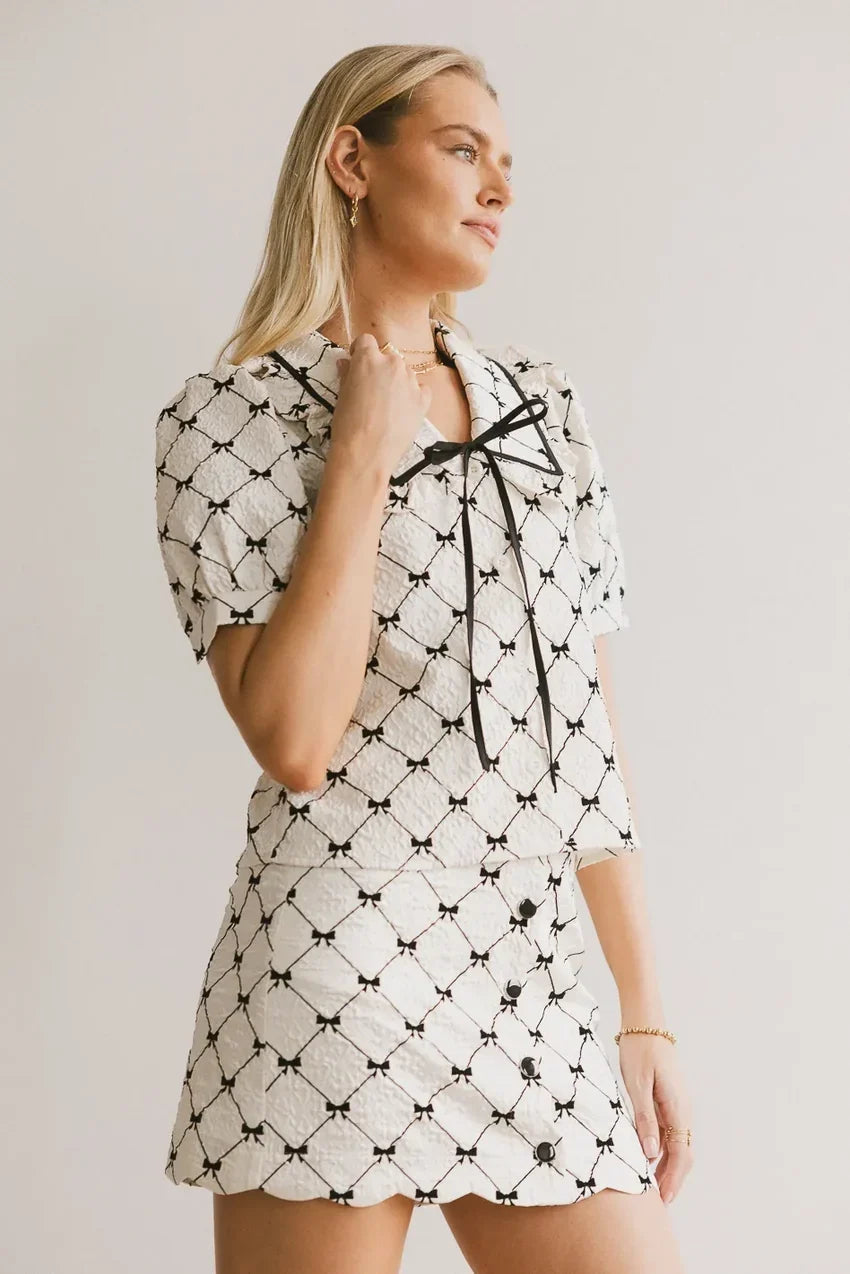 Maia Bow Collared Top - Final Sale