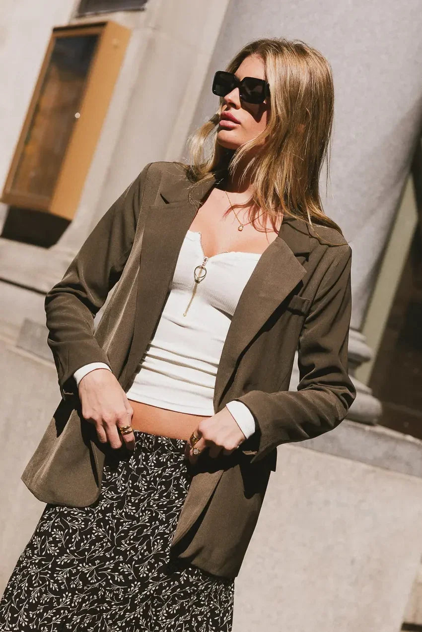 Crystal Blazer In Olive - Final Sale