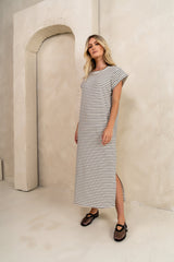 Esme Striped Maxi Dress in Black