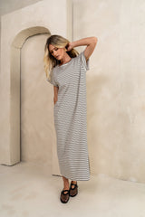 Esme Striped Maxi Dress in Black