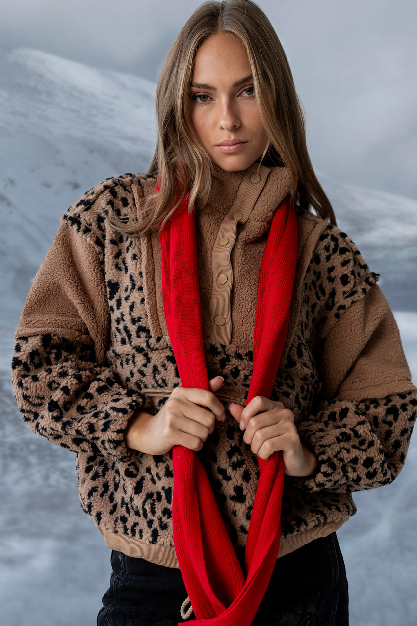 Maria Oversized Sherpa Jacket In Leopard - Final Sale